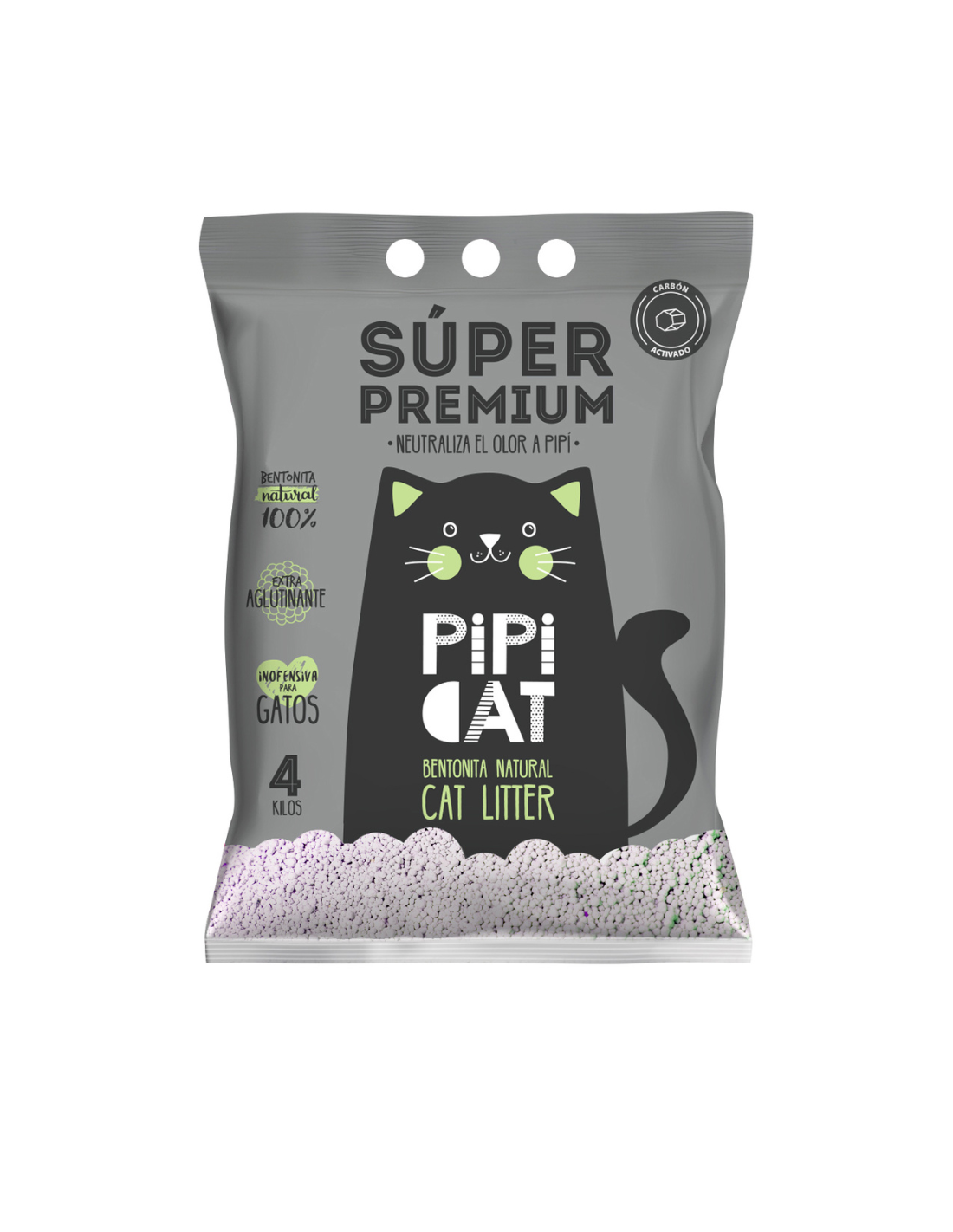 PIPICAT SUPER PREMIUM CON CARBÓN AROMA A LAVANDA 4 KG